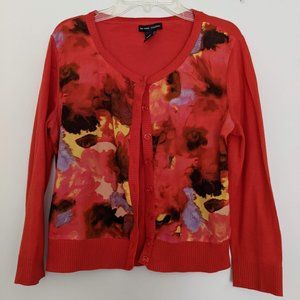 New York & Company Red Floral Cardigan Sweater, Women's XS